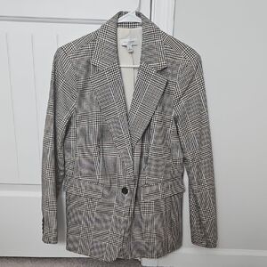 Chic Tan And Cream Plaid Blazer